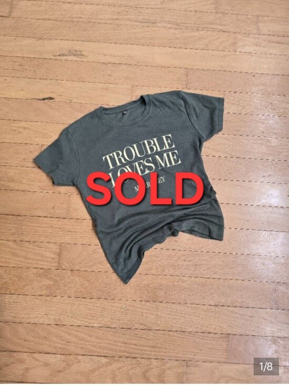 Morrissey | 'Trouble Loves Me' olive minimalist Turkish cotton t-shirt | WMS L